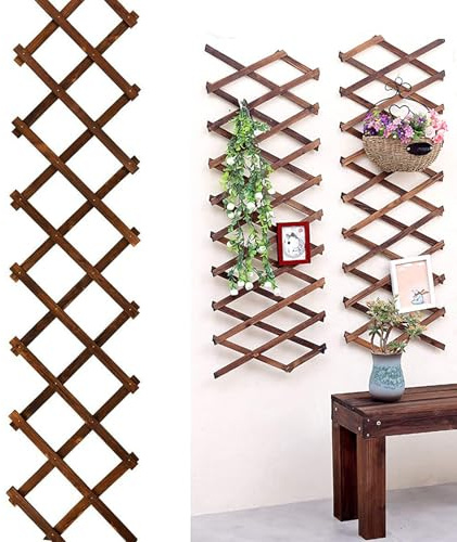 Mafagwre Rankgitter Holz, Rankgitter, ausziehbar, Rankhilfe für Kletterpflanzen, Langlebig und robust, Holz Trennwand Pflanzer Gartenzaun für Balkone und Gärten 200×30cm (A)