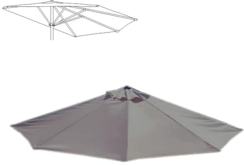 JNTFNE Parasol de Remplacement Demi-Rond de 2,7 m, 5 Baleines, pour terrasse, Jardin, Piscine, marché (Couleur : Gris Kaki, Taille : 270 cm/2,7 m, 5 Baleines)