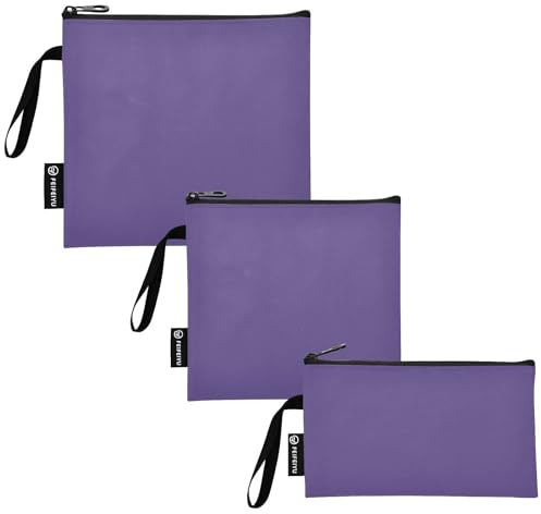 RPLIFE Violet - Bolsas reutilizables para bocadillos y sándwich, bolsas lavables con cremallera para estudiantes (juego de 3: S/M/L)