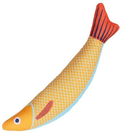 Générique Spielzeug zur Reinigung der Zähne von Katzen, Beißspielzeug für Katzen, Plüschspielzeug in Form eines Saury-Fisches für Zahnen, interaktives Zubehör für Haustiere,