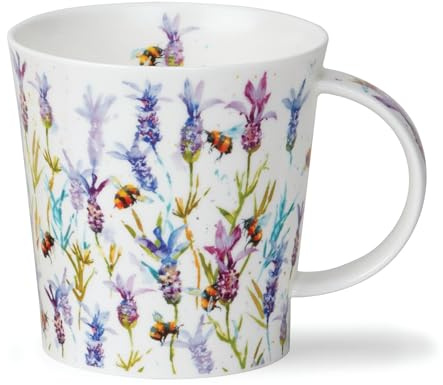 Dunoon Benmore Busy Bees Lavendar - Taza de porcelana fina (0,75 L)