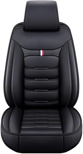 JGYZQL 2 Pcs Car Seat Covers for VW Golf 8 MK8 GTI GTD R ClubSport CS, PU Leather Seat Cushion Protectors Waterproof Interior Accessories,All Black