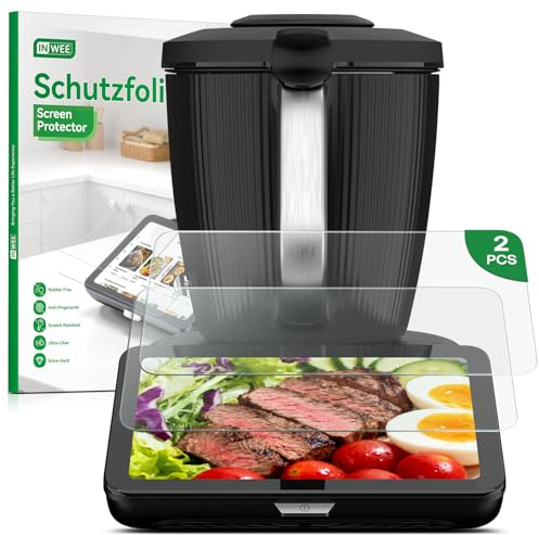 Inwee 2 Pezzi Pellicola Prottetiva per Vorwerk Bimby TM7, Vetro Temperato 9H, Ultra Trasparente Pellicole Protettiva per Display TM7, Anti-Graffio, Anti-Impronta, Kit di Installazione Facile Incluso