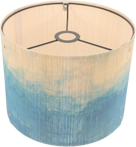 Hemobllo Lampenschirm 30 cm E27 Blau, Aquarell Trommel Lampenschirme für Tischlampe Stehlampe und Hängelampe, Bambus Vintage Retro Ersatzschirm für Wohnzimmer Schlafzimmer