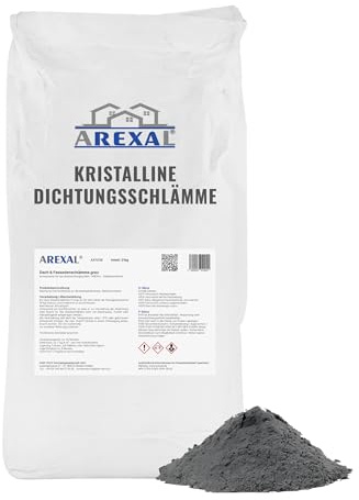 AREXAL® Kristalline Dichtungsschlämme – 25kg | dauerhafte Abdichtung für feuchte Keller, Fundamente und Wände | kristalline Tiefenwirkung | Made in Germany
