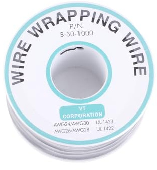 Cable de Envoltura de Alambre de Cobre estañado de 0,25 mm Cable de Puente de Aislamiento Flexible para Pruebas electrónicas y Soldadura de PCB Negro 30AWG 250 Metros