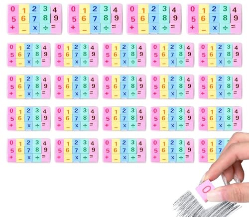 Gomas Mini - Material Escolar de Goma con Diseños | Borrador Matemático Multiplicación División Infantil - Para Niños Niñas Estudiantes Recompensas Y Práctica Matemática