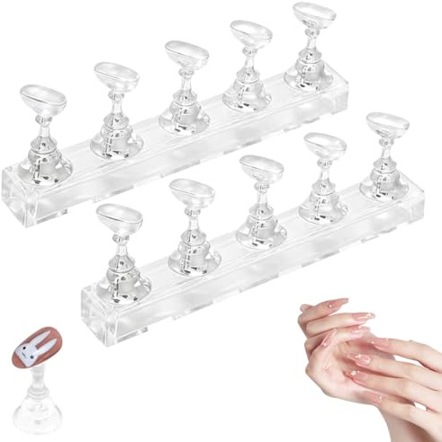 JYXNU 2pcs Support Ongles Capsules, Présentation pour Ongles Capsules en Press On Nails, Support Magnétique en Acrylique pour Entraînement Nail Art, Présentoir(Transparent)