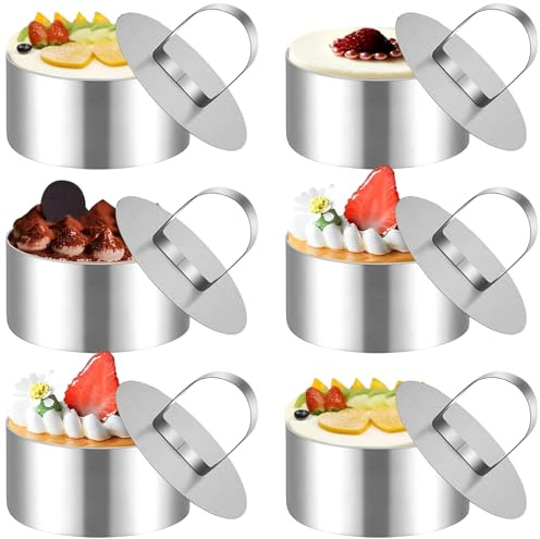 6 st 8 cm serveringsringar dessertringar rostfritt stål 304 runda tårtringar små serveringsringar med lyftare för mousse DIY desserter bakning