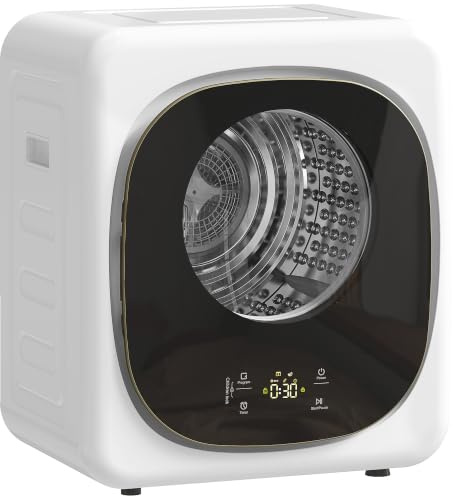 HOMCOM Sèche-linge à évacuation portable 4 Kg, sèche-linge 800 W compact, 5 modes de séchage, capteur intelligent, minuterie, tambour réversible en acier inoxydable, pour appartement dortoir, blanc
