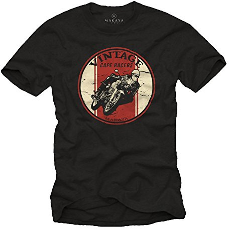MAKAYA Ropa Motorista Hombre - Vintage Cafe Racer - Camiseta Moto