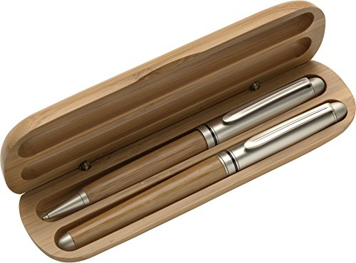 Kugelschreiber und Rollerball aus Holz/Metall im Holz Etui mit individueller Gravur
