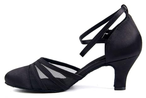 Naudampara Mujer Zapatos de Baile de salón de Baile Latino Tango con tacón Alto y satén de Malla Alta