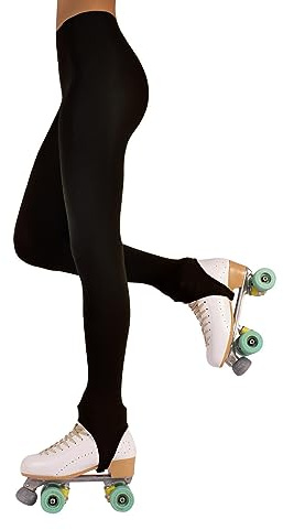 CALZITALY PACK 1 o 2 PARES - Medias con Estribo Para Mujer, Patinaje Artístico, Professional Skating | Natural, Negro, Caramelo | 70 Den | S, M, L | Calcetería Italiana (S, Negro)