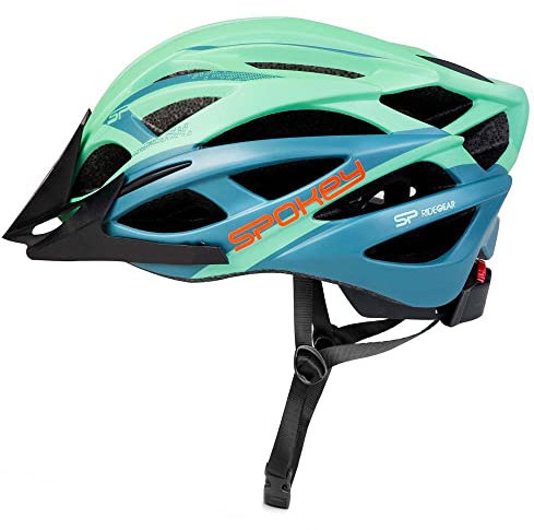 SPOKEY Fahrradhelm Damen Fahrrad Helm mit Visier | Femme | Mountain MTB | 27 Belüftungsöffnungen (Türkis, L 58-61cm)
