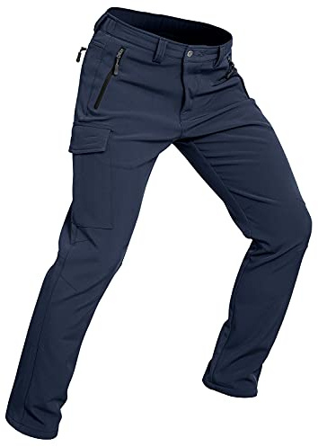 Wespornow Thermohose Herren Softshellhose mit Fleece-Futter für Ski | Wasserdicht und winddicht Gefüttert Schneehose mit 4 RV-Taschen für Winter Wander & Snowboard