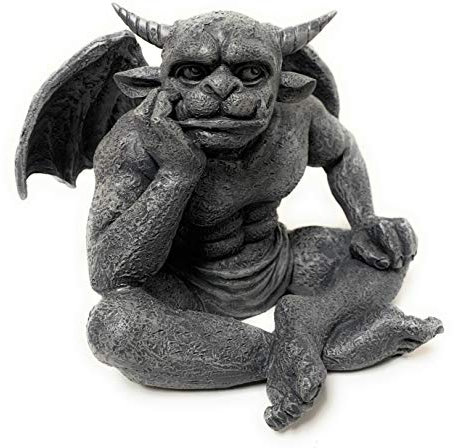 Horned Demon Gargoyle Relaxing, Gothic Stone Effect (20x16x20)cm