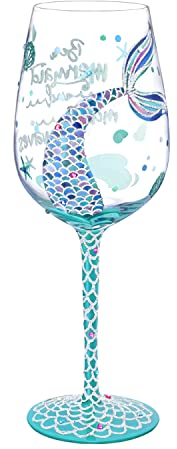 NymphFable 15oz Handgemalt Weingläser Meerjungfrau Sagen Geschenkideen Personalisierte Geburtstagsgeschenk Für Frauen