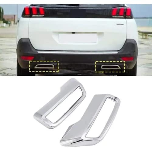 Auspuffblende für Peugeot 3008 4008 5008 Allure 2017–2022 Auspuffrohr-Endrohr-Abdeckung, ABS-Auspuff-Endschalldämpfer, Dekoration (Silber)