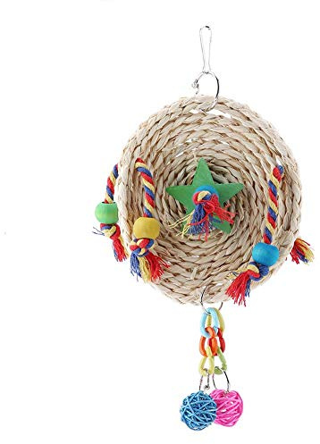 BuyWeek Papagei Spielzeug, Wellensittich Kauspielzeug Vogelspielzeug Vogelkäfig Hängende Schaukel Papageienspielzeug mit Haken, Wellensittich Käfig Schaukel Kauspielzeug(S)
