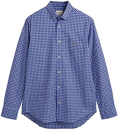 GANT Camiseta clásica para Hombre REG Poplin Gingham, Color Azul Universitario, estándar, Color Azul., M