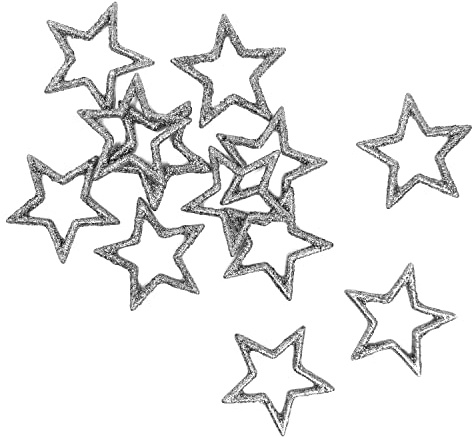 Oblique Unique Glitzer Deko Sterne Silber - 12er Set Streudeko Sterne für Weihnachten - Dekosterne als Tischdeko für Weihnachten, Adventskranz Deko, Deko für Adventsgesteck & Weihnachtsdeko