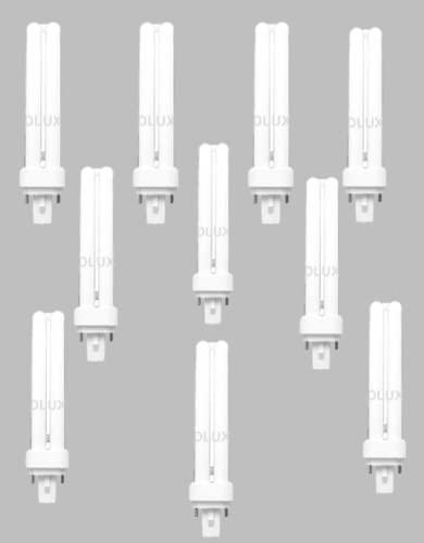 T.E Lámpara Bombilla Bajo consumo 2U Tubo G24p-3,PLC-2PIN 26W,6400K Luz Blanco (Pack 10)