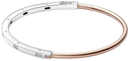 Pandora Signature Pavé-Armreif I-D, zweifarbig, Sterlingsilber und 14-karätig Roségold-vergoldet, mit klarem Cubic Zirkonia