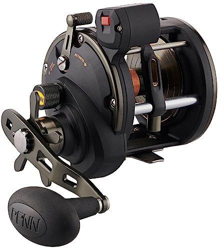 PENN Squall II Level Wind Angelrolle, konventionelle Rollen, Salzwasser, Offshore-Angeln, Unisex, Schwarzgold, 30 Weitwurf, Star Drag