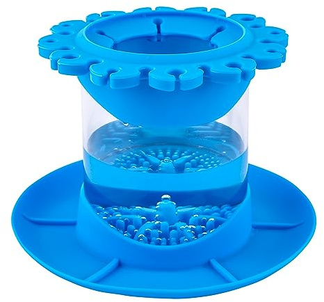 Pinselreiniger Spülbecher, All-in-One Silikon Pinselreiniger Abnehmbar Kunstpinsel-Reinigerbecher Pinselspüler Wasserfarbe für Acryl Aquarell Farbe auf Wasserbasis (Blau)