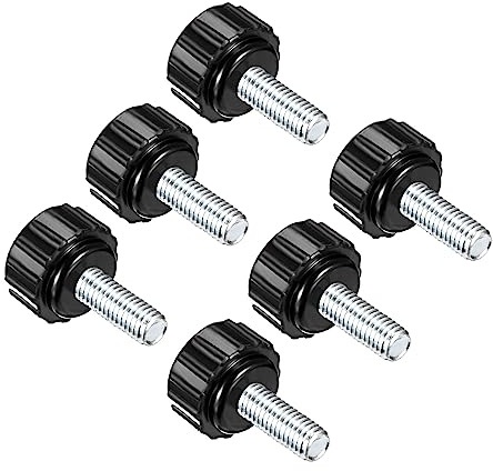 CoCud Gerändelte Klemmknöpfe M5 x 15mm Außengewinde Gewinde 16mm Kopf Thermoplast Plastik Daumen Schraube Griff Bolzen Knöpfe Schwarz - (Anwendung: für Drehmaschinen Maschinen) 6Stk