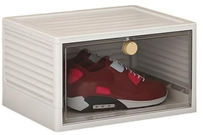 Shoe Rack Shoe Box Organizer, Modern Stackable Shoe Organizer for Closet, with Clear Open Cover, Universal Shoe Storage Boxes for Men and Women Shelf Storage ( Color : Transparent door , Size : 2PC )