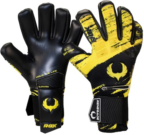 Renegade GK Eclipse Stinger Professionelle Torwarthandschuhe, Pro Finger Schutz | 4mm EXT Contact Grip, Wrist Schutz | Schwarz, Weiß Torwart Handschuhe (Größe 9, Jugend-Erwachsener, Neg. Cut, Level 5)