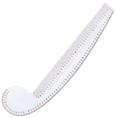 Nähmit Kurvenlineal für Armloch, Armkugel, Schulter und Hals, Plastic, transparent, 2,5 x 40 cm-Skala