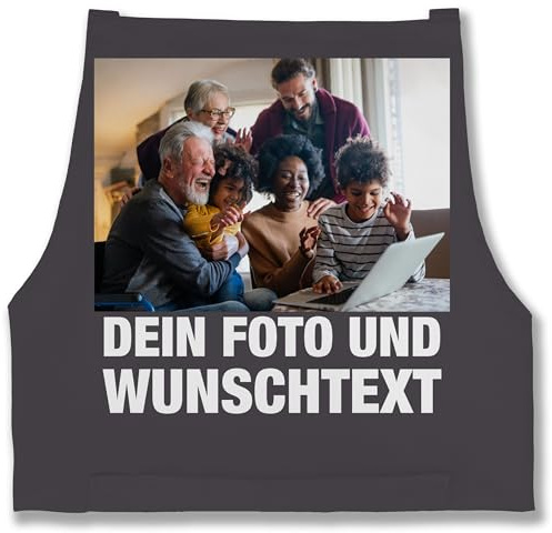 Geschenk mit Namen personalisiert by Shirtracer - Schürze - Erwachsene - Geschenk mit Bild I eigenem Foto I Name I eigener Text I Wunschtext