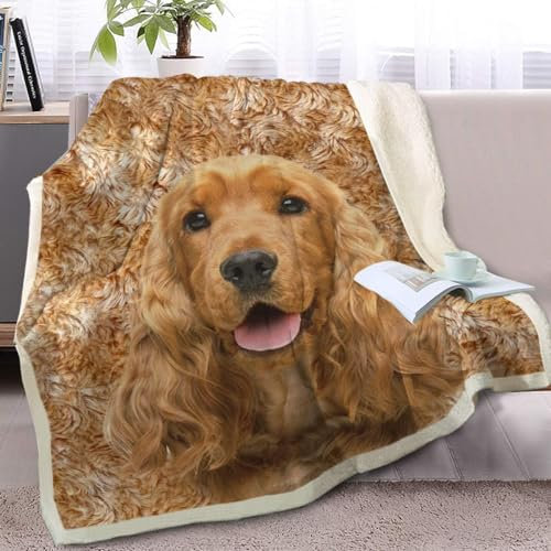 Kuscheldecke 150x180 cm 3D Golden Retriever, Wolldecke Haustier Hund Flauschige Fleecedecke, Warme Sherpa Decke Wohndecke Sofadecke, für Tagesdecke Blanket Couchdecke YY1553