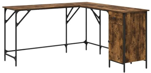 vidaXL Skrivbord rökfärgad ek 141x141x75 cm konstruerat trä