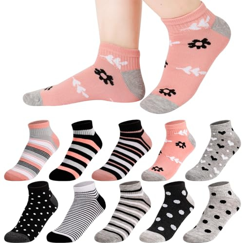 Zuimei 10 Pairs Trainer Socks Womens, Cute Ankle Socks Cotton Low Cut Sock Sports Sneakers Women Casual Sock for Ladies Size 3-9