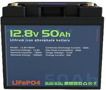WILLQ Batería LiFePO4 12,8V 50Ah batería de Litio Respaldo de 640 WH más de 2000 ciclos Recargables, batería de Repuesto de 12 V para Almacenamiento de energía de Emergencia