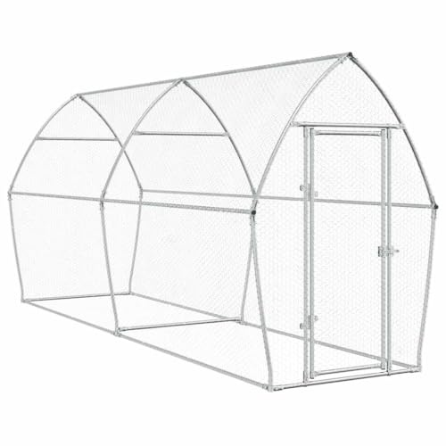 vidaXL Hühnerkäfig Silbern 400x105x182 cm Verzinkter Stahl