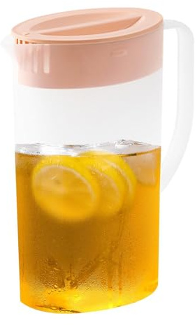 Grande brocca per l'acqua – limonata per uso domestico, coperchio per bollitore, portatile, facile da pulire, resistente al calore, caraffa in vetro borosilicato con manico, contenitore per bevande