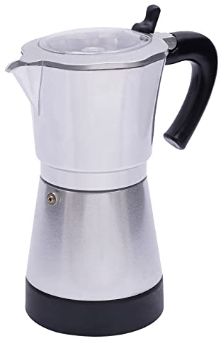 LOIRIIC Caffettiera Elettrica 300ml Macchina Caffettiera Elettrica Caffettiera Espresso 6 Tazze Italia Moka Brocca 480W Macchina Espresso (Argento)