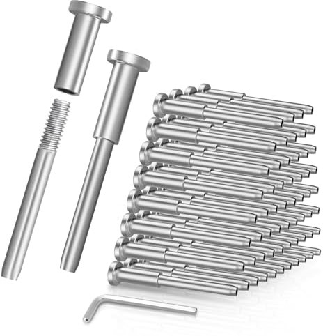 60 Pack Invisible Cable Railing kit, 1/8 T316 Stainless Steel Invisible Receiver and Swage Stud End, Deck Stair Threaded End Fitting for Wood & Metal Post, Swageless Cable Railing Tensioner