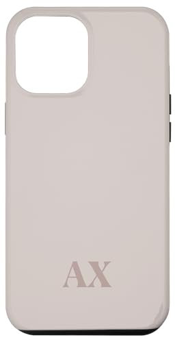 iPhone 13 Pro Max Initials AX Name Monogram A X Letter Lite Beige Ivory Tough Case