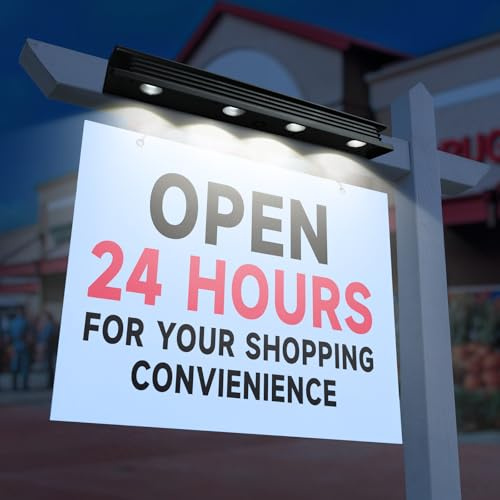 Solar Sign Light Outdoor Bright LED 6000K White Dusk to Dawn Solar Powered for Mailbox, Address, House Number, Real Estate Sign Posts, Billboard Lighting (1 PACK)