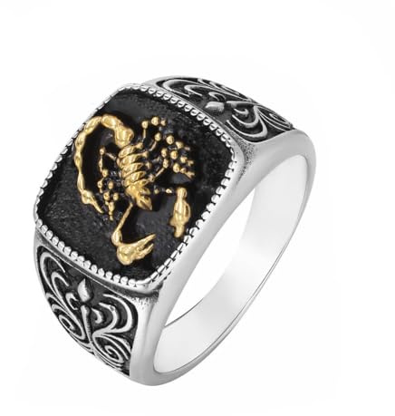 HIJONES Damen Herren Personalisierter Retro Skorpion Ring Edelstahl Hochglanz Konstellation Band Ring Schmuck