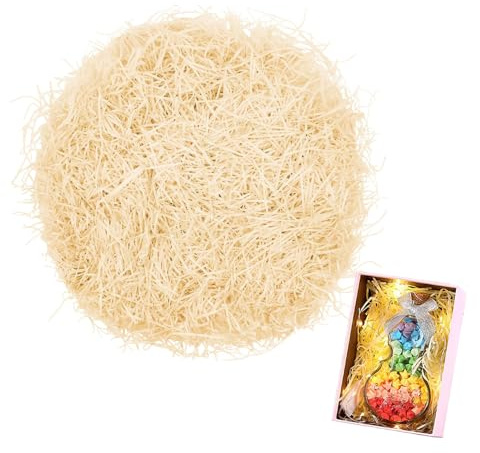 Geschreddertes Papier, 200g Geschenk Füllmaterial Raffia, Raffia Geschenk Füllmaterial für Pakete, für DIY Party Hamper Füllung und Geschenkverpackung, Cremiges Gelb