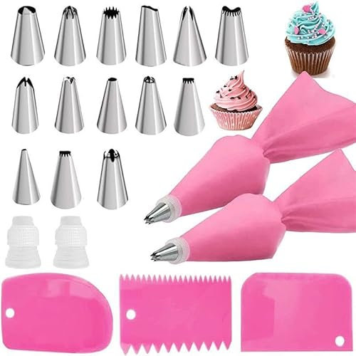 Pasticceria Accessori, 21 Pcs Kit Pasticceria Beccucci Piccoli Per Decorazioni Torta Dolci Kit Pasticceria Professionale Comprend Un Embout De Montage Et Sac A Poche Riutilizzabile Lavabile