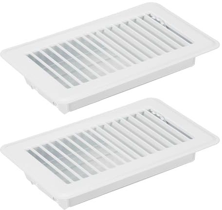 PATIKIL 8 X 4 Pulgadas Rejilla de Suelo, 2 Piezas Cubierta de Ventilación de Aire Resistente de Acero Ajustable Decorativa Rejillas de Suelo Fáciles de Ajustar, Blanco