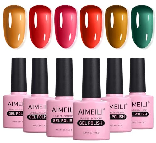 AIMEILI Jelly Gel Nail Polish UV Set Transparenter Gel Nagellack 10ml, 6-77 | Gelee UV Nagellack, Gel Nagellack Transparent, Schicht für Schicht anders, Home Nagelstudio DIY Nail Art